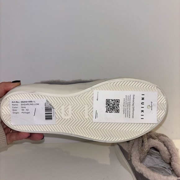 INUIKII Classic Shearling Lined Suede Sneakers 38 Taupe Cream - Picture 5 of 5